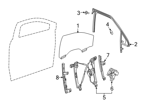 2019 Chevrolet Blazer Front Door Fixed Glass Diagram for 84896096