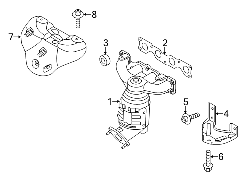 2015 Hyundai Santa Fe Sport Exhaust Manifold Exhaust Manifold Catalytic Assembly Diagram for 28510-2G445