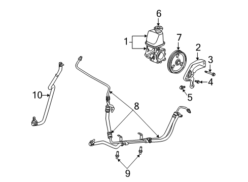 2008 Chrysler PT Cruiser P/S Pump & Hoses Reservoir-Power Steering Fluid Diagram for 5272351AE