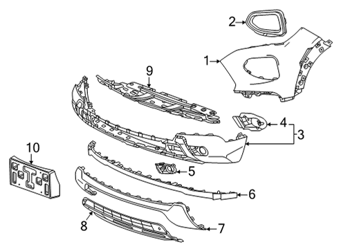 2021 Chevrolet Trailblazer Bumper & Components - Front Headlamp Bezel Diagram for 42751681