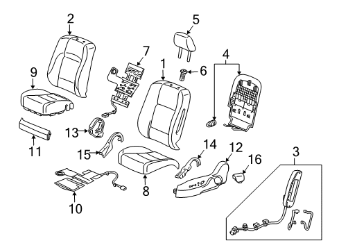 2010 Acura ZDX Front Seat Components Tci, Left Front Seat-Back Diagram for 81617-SZN-A51