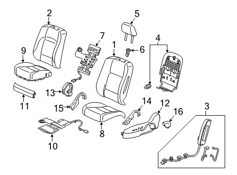 2010 Acura ZDX Front Seat Components Tci, Right Front Seat-Back Diagram for 81217-SZN-A51