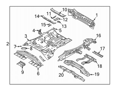 2022 Hyundai Tucson Rear Body, Floor & Rails PANEL COMPLETE-REAR FLOOR Diagram for 65500-P0400