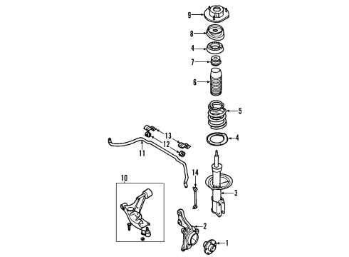 2006 Chevrolet Cobalt Front Suspension Components, Lower Control Arm, Stabilizer Bar Bushings Diagram for 20902786