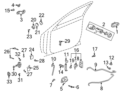 2003 Buick LeSabre Front Door Cylinder & Keys Diagram for 15825364