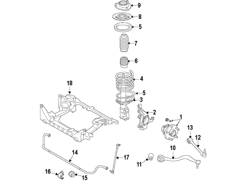 2013 Hyundai Genesis Coupe Front Suspension Components, Lower Control Arm, Stabilizer Bar Link-Stabilizer Diagram for 54830-2M001