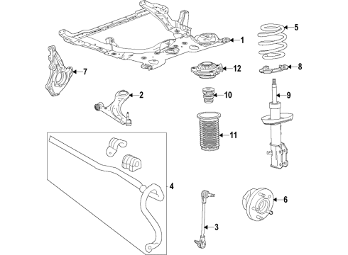 2021 Chevrolet Trailblazer Front Suspension Components, Lower Control Arm, Stabilizer Bar Strut Diagram for 42755597