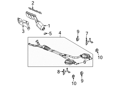 2005 Cadillac STS Exhaust Manifold Exhaust Muffler (W/Resonator, Exhaust & Tail Pipe) Diagram for 15251184