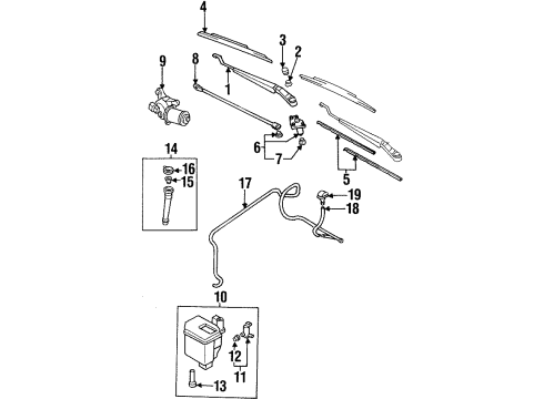 1993 Nissan Altima Wiper & Washer Components Windshield Wiper Arm Assembly Diagram for 28886-1E403