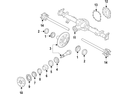 2019 Ford Ranger Rear Axle, Differential, Propeller Shaft Axle Assembly Diagram for KB3Z-4234-A
