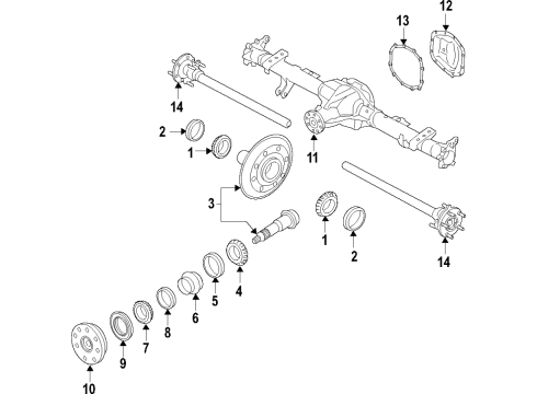 2019 Ford Ranger Rear Axle, Differential, Propeller Shaft Side Bearings Diagram for KB3Z-4221-B