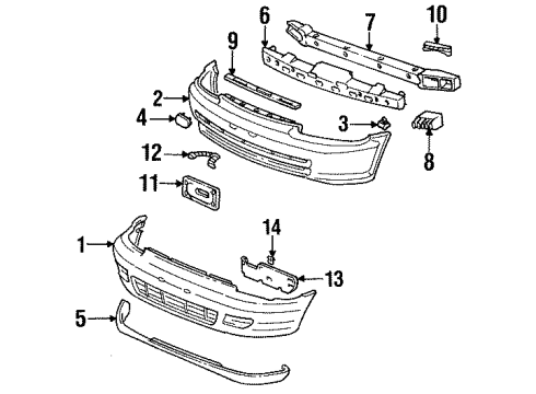 1995 Honda Civic Front Bumper Clip, Pillar Garnish Diagram for 90609-SB6-003