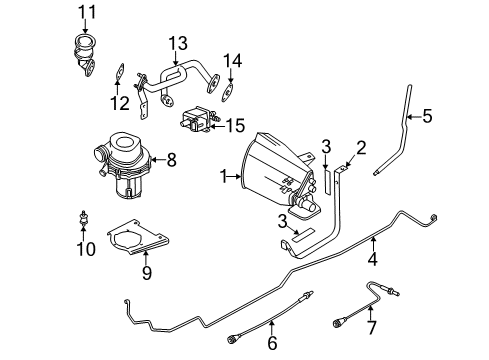 1997 BMW Z3 A.I.R. System Air Injection Pump Check Valve Diagram for 11727540466