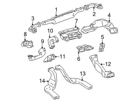 2003 Toyota Avalon Ducts Defroster Nozzle Diagram for 55950-AC040