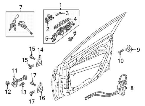 2022 Hyundai Ioniq 5 Lock & Hardware KEY & CYLINDER SET-LOCK Diagram for 81905-GI000