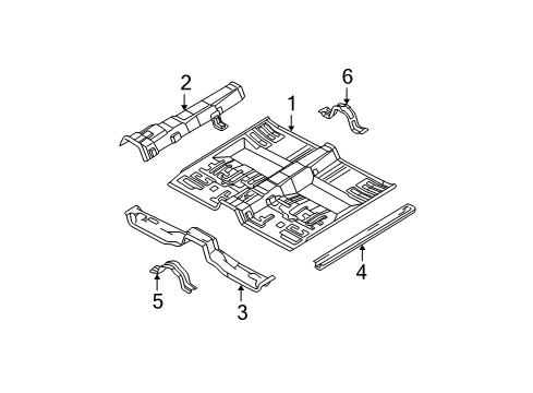 2001 Hyundai Sonata Pillars, Rocker & Floor - Floor & Rails Member Assembly-Front Floor Side RH Diagram for 65220-38100