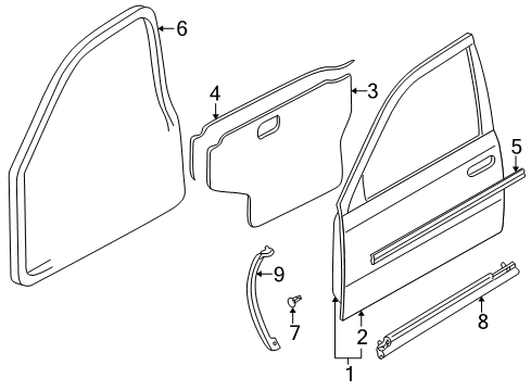 2004 Infiniti Q45 Front Door Door Window Regulator Assembly, Right Diagram for 80720-CL70B