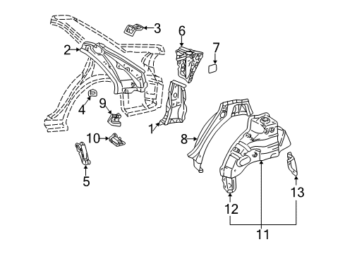 Diagram for 2005 Toyota Camry Inner Structure - Quarter Panel 