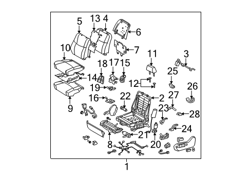 2005 Toyota Avalon Power Seats Seat Back Cover Diagram for 71074-AC260-A1