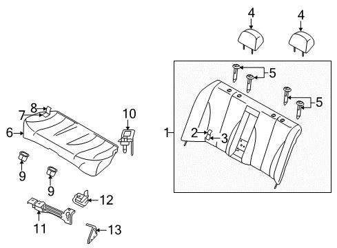 2011 Nissan Versa Rear Seat Bracket Diagram for 88392-EM01A