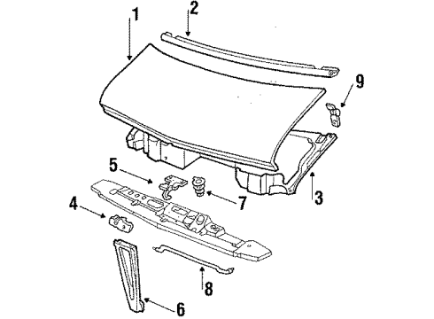 1995 Chevrolet G10 Hood & Components Rod-Hood Hold Open Diagram for 14052215