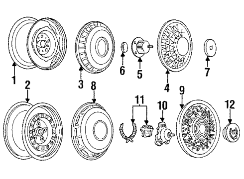 1990 Cadillac Fleetwood Wheels, Covers & Trim Wheel Trim Cover Emblem Diagram for 3632139