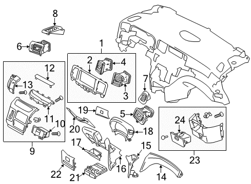 2011 Nissan Quest Cluster & Switches, Instrument Panel FINISHER Instrument, B Diagram for 68412-1JA0A