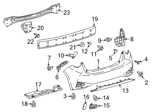 2018 Toyota Yaris Rear Bumper Filler Cover Diagram for 52682-0D010