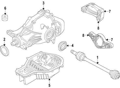 2021 BMW M3 Rear Axle, Differential, Drive Axles, Propeller Shaft Rubber Boot, Centre Bearing Diagram for 26117526628