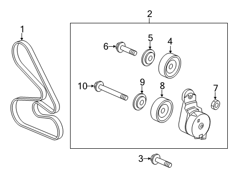 2017 Honda Odyssey Belts & Pulleys Cover, Bearing Diagram for 31185-RCA-A01
