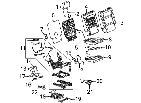 2022 Chevrolet Tahoe Second Row Seats Cushion Frame Diagram for 84946144