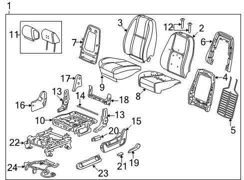 2009 Chevrolet Silverado 1500 Front Seat Components Headrest Diagram for 20757994