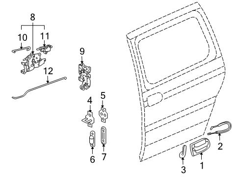 2006 Buick Terraza Rear Door Handle, Outside Diagram for 19257100