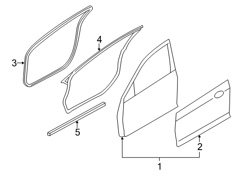 2010 Lincoln MKZ Front Door Weatherstrip On Body Diagram for AH6Z-5420708-AA