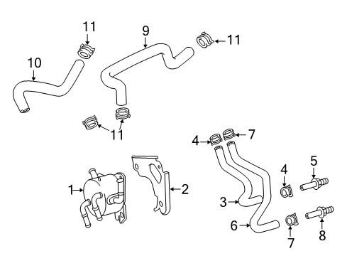2016 Lexus ES350 Oil Cooler Cooler, Transmission Diagram for 33493-33040