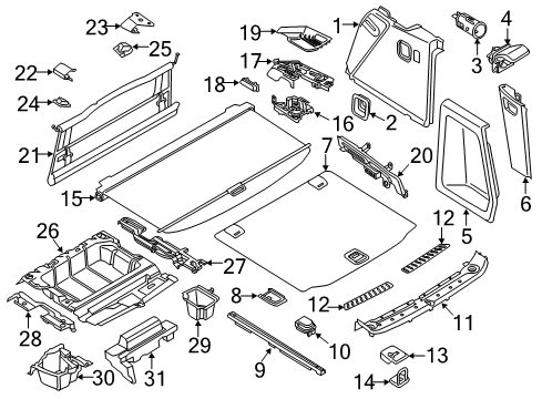 2018 BMW X3 Interior Trim - Rear Body Set, Insert Diagram for 51476994486