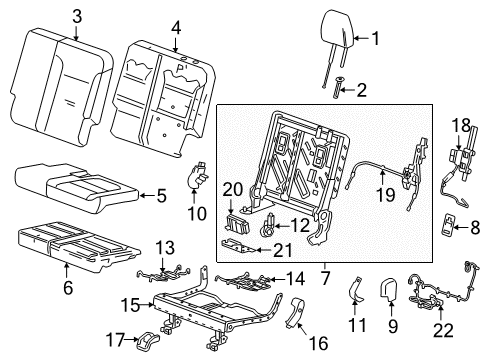 2020 Buick Enclave Third Row Seats Seat Cushion Pad Diagram for 84202603