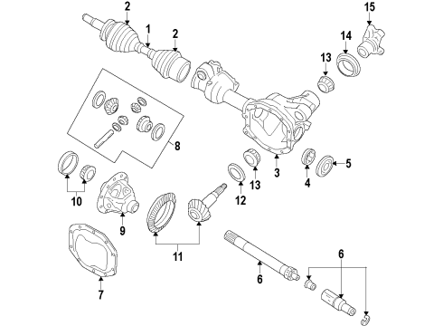 2010 Ford Explorer Sport Trac Front Axle, Axle Shafts & Joints, Differential, Drive Axles, Propeller Shaft Pinion Bearings Diagram for 6L2Z-4630-C