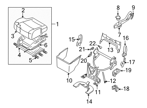 2006 Nissan Quest Rear Seat Components Cup Holder Assembly Diagram for 88337-5Z006