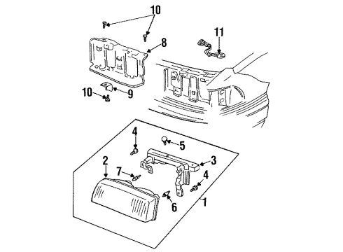 1994 Buick Park Avenue Headlamps Headlamp Assembly Diagram for 16523429