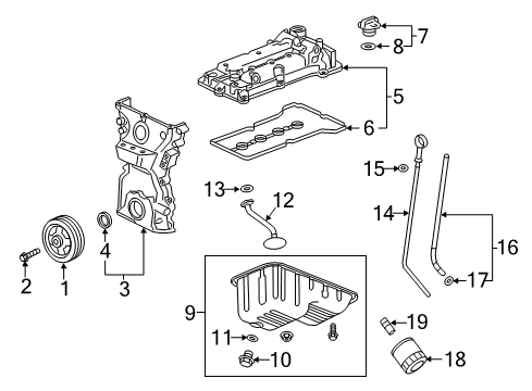 2013 Chevrolet Spark Filters Oil Filter Stud Diagram for 96808827