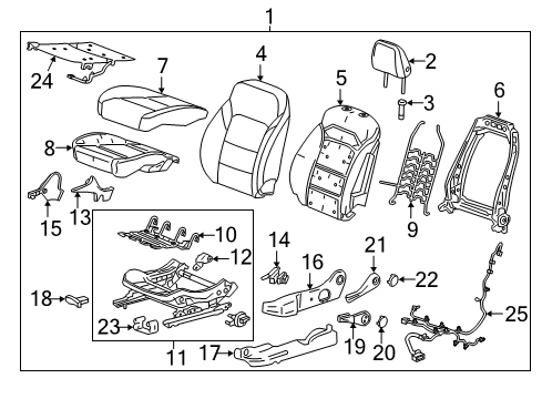 2016 Chevrolet Cruze Driver Seat Components Cushion Cover Diagram for 84007570