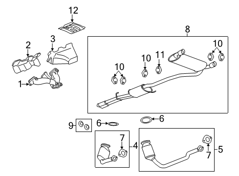 2008 Saturn Vue Exhaust Components, Exhaust Manifold Engine Exhaust Manifold Diagram for 12598528