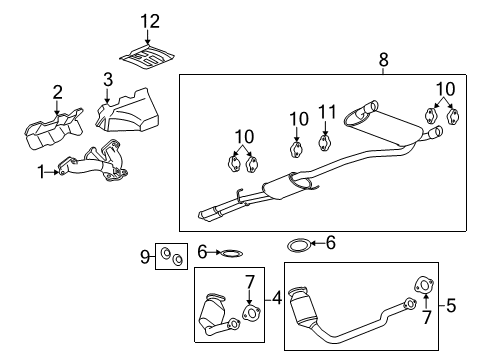 2008 Saturn Vue Exhaust Components, Exhaust Manifold Converter & Pipe Diagram for 25962725