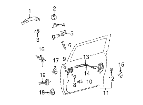 2012 Toyota FJ Cruiser Front Door Handle Cover Diagram for 69217-35040-B0