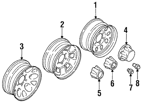 1995 Honda Passport Wheels Cap, Wheel Diagram for 8-97093-705-1