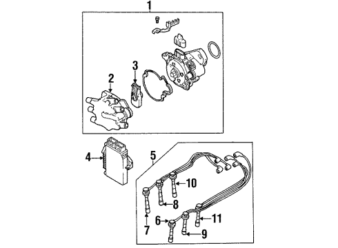 1995 Chrysler Cirrus Distributor Cable Ignition Diagram for MD303406