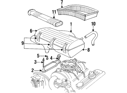 1994 Dodge Ram 1500 Air Intake Cover Pkg-Air Cleaner Diagram for 4897842AC