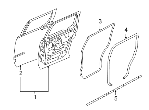 2007 Ford Explorer Sport Trac Rear Door Door Weatherstrip Diagram for 8A2Z-7825324-A