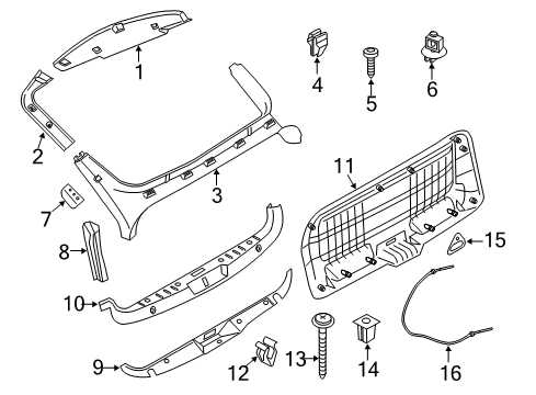 2013 BMW 535i GT Interior Trim - Lift Gate Trim Panel, Rear Lid, Bottom Left Diagram for 51497205823